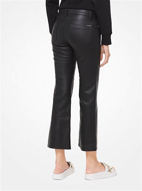 Izzy Leather Cropped Flared Pants 